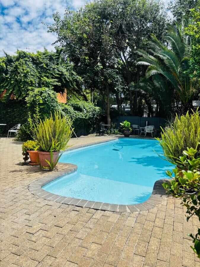 Year-round outdoor swimming pool in the garden